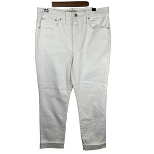 Madewell The High Rise Slim Boy Jean White Cotton Denim Cuffed Women's Size 28